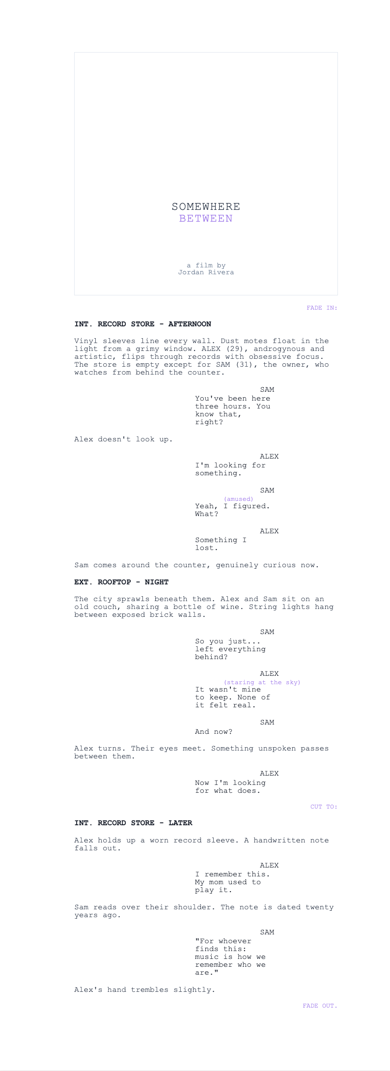 Indie film screenplay